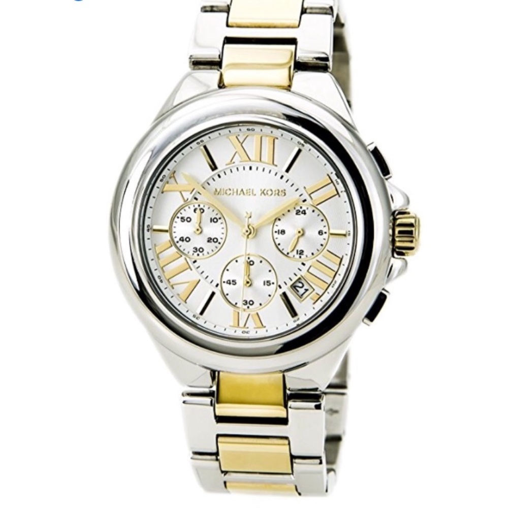 Michael Kors Watch - Silver Gold Two Tone Camille Chronograph MK5760 33MM